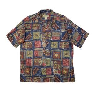 Vintage Tori Richard Shirt Mens L Large Cotton Hawaiian Mosaic Short Sleeve